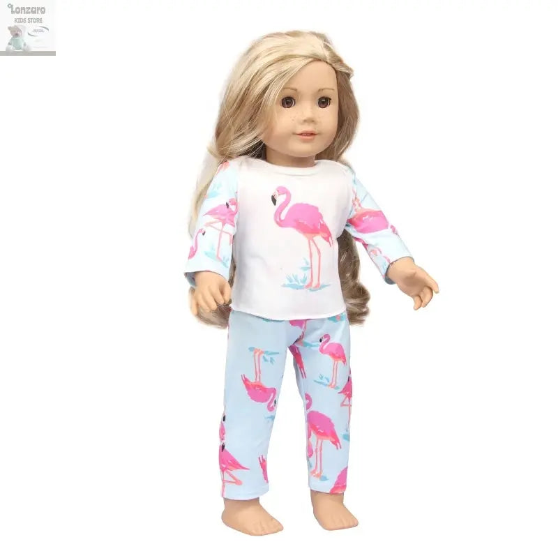 Doll Clothes Pajamas  For 43cm Baby New Born&American 18 Inch Girl Doll Unicorn Shark Cartoon Clothes Suit For Generation Doll Lonzaro Kids