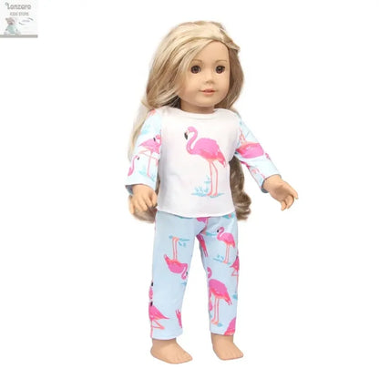 Doll Clothes Pajamas  For 43cm Baby New Born&American 18 Inch Girl Doll Unicorn Shark Cartoon Clothes Suit For Generation Doll Lonzaro Kids