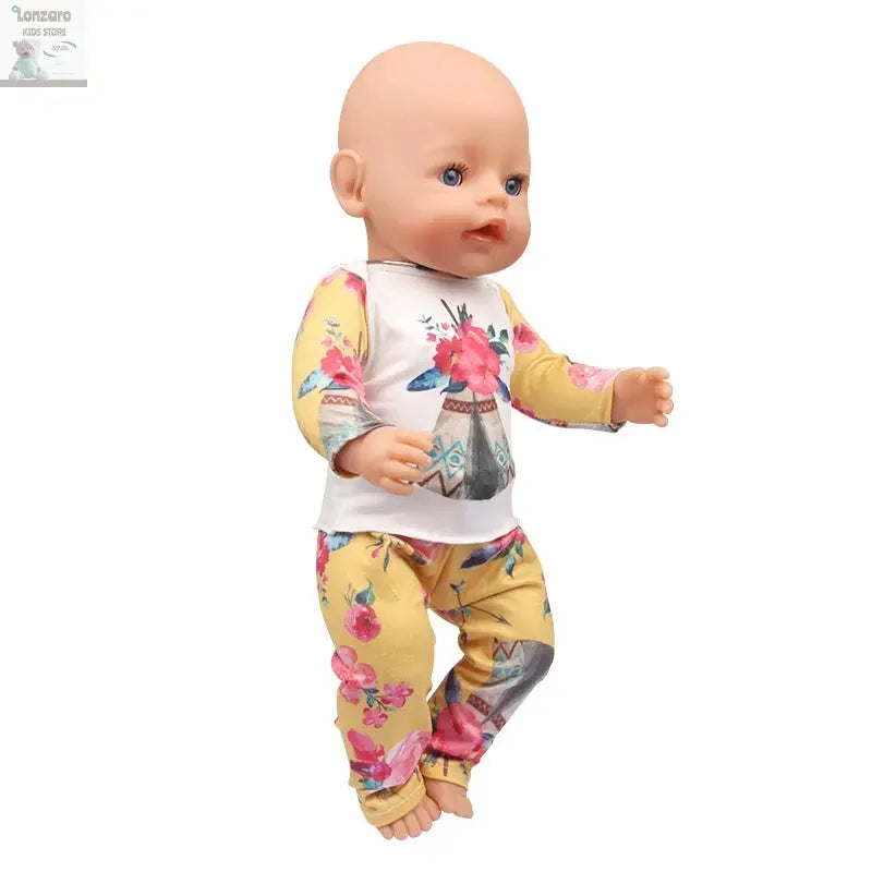 Doll Clothes Pajamas  For 43cm Baby New Born&American 18 Inch Girl Doll Unicorn Shark Cartoon Clothes Suit For Generation Doll Lonzaro Kids