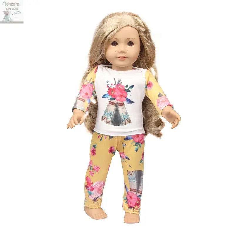 Doll Clothes Pajamas  For 43cm Baby New Born&American 18 Inch Girl Doll Unicorn Shark Cartoon Clothes Suit For Generation Doll Lonzaro Kids