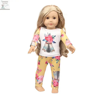 Doll Clothes Pajamas  For 43cm Baby New Born&American 18 Inch Girl Doll Unicorn Shark Cartoon Clothes Suit For Generation Doll Lonzaro Kids