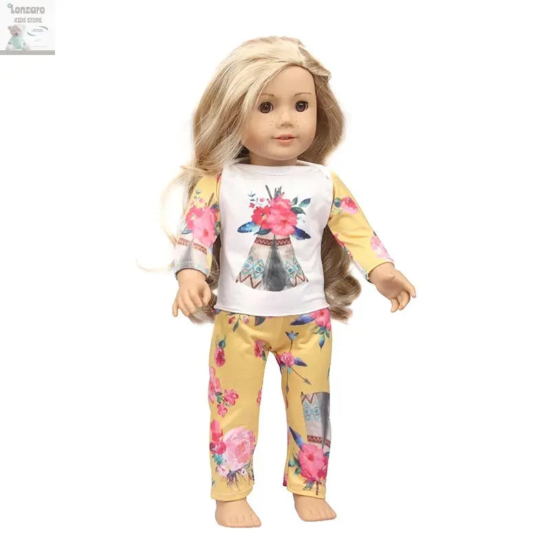 Doll Clothes Pajamas  For 43cm Baby New Born&American 18 Inch Girl Doll Unicorn Shark Cartoon Clothes Suit For Generation Doll Lonzaro Kids