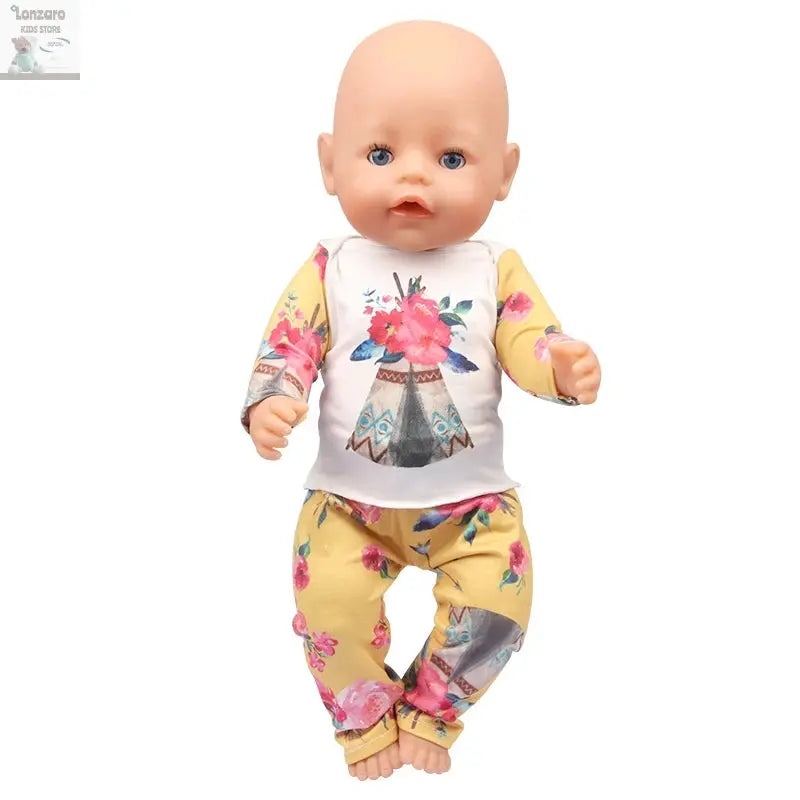 Doll Clothes Pajamas  For 43cm Baby New Born&American 18 Inch Girl Doll Unicorn Shark Cartoon Clothes Suit For Generation Doll Lonzaro Kids