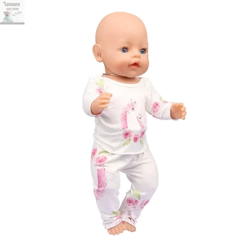Doll Clothes Pajamas  For 43cm Baby New Born&American 18 Inch Girl Doll Unicorn Shark Cartoon Clothes Suit For Generation Doll Lonzaro Kids