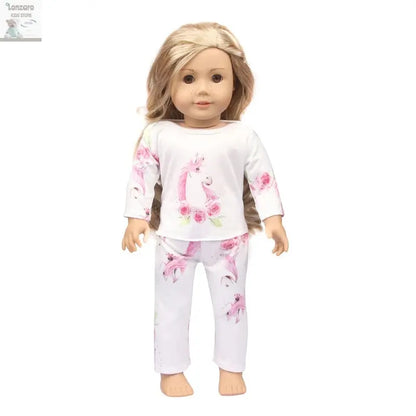 Doll Clothes Pajamas  For 43cm Baby New Born&American 18 Inch Girl Doll Unicorn Shark Cartoon Clothes Suit For Generation Doll Lonzaro Kids