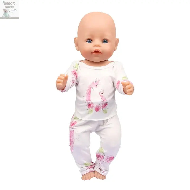 Doll Clothes Pajamas  For 43cm Baby New Born&American 18 Inch Girl Doll Unicorn Shark Cartoon Clothes Suit For Generation Doll Lonzaro Kids
