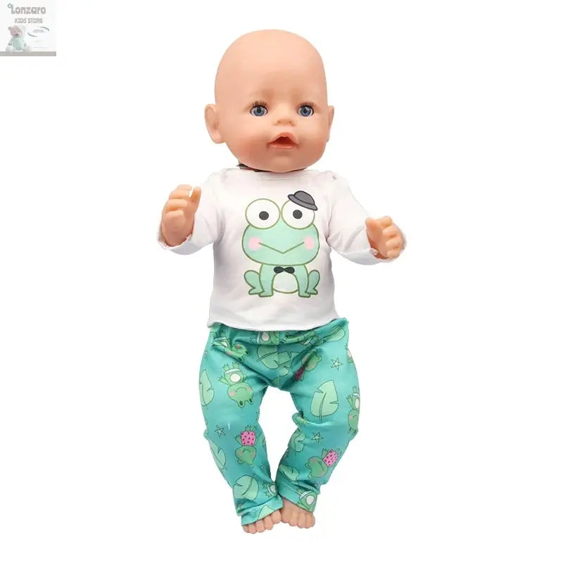 Doll Clothes Pajamas  For 43cm Baby New Born&American 18 Inch Girl Doll Unicorn Shark Cartoon Clothes Suit For Generation Doll Lonzaro Kids