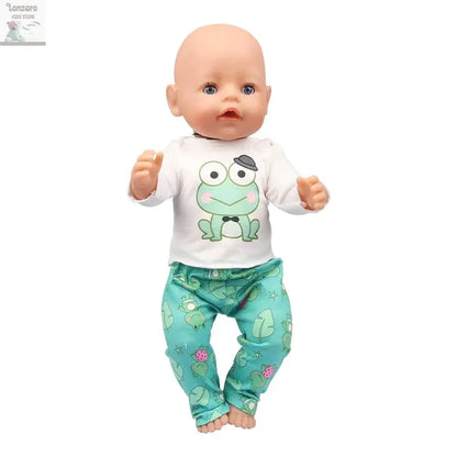 Doll Clothes Pajamas  For 43cm Baby New Born&American 18 Inch Girl Doll Unicorn Shark Cartoon Clothes Suit For Generation Doll Lonzaro Kids