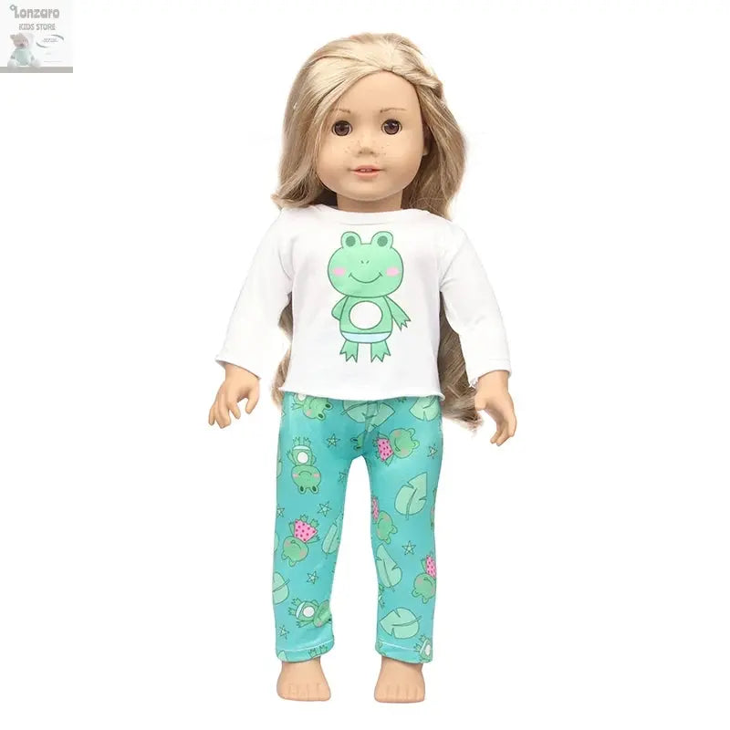 Doll Clothes Pajamas  For 43cm Baby New Born&American 18 Inch Girl Doll Unicorn Shark Cartoon Clothes Suit For Generation Doll Lonzaro Kids
