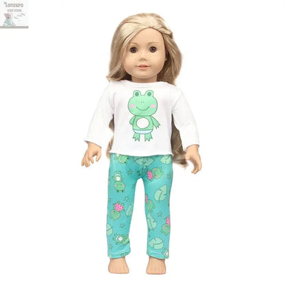 Doll Clothes Pajamas  For 43cm Baby New Born&American 18 Inch Girl Doll Unicorn Shark Cartoon Clothes Suit For Generation Doll Lonzaro Kids