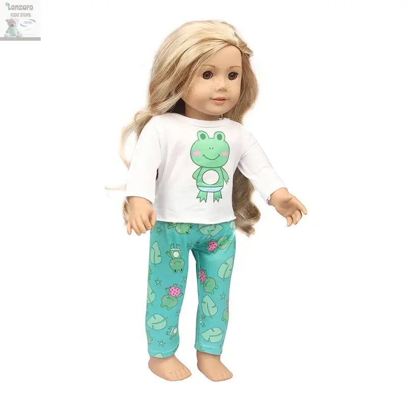 Doll Clothes Pajamas  For 43cm Baby New Born&American 18 Inch Girl Doll Unicorn Shark Cartoon Clothes Suit For Generation Doll Lonzaro Kids