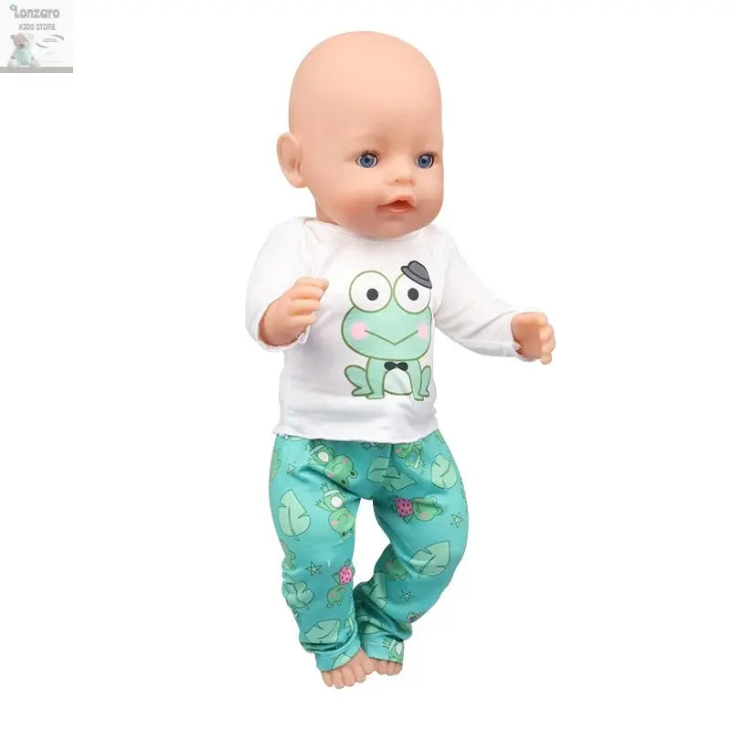 Doll Clothes Pajamas  For 43cm Baby New Born&American 18 Inch Girl Doll Unicorn Shark Cartoon Clothes Suit For Generation Doll Lonzaro Kids
