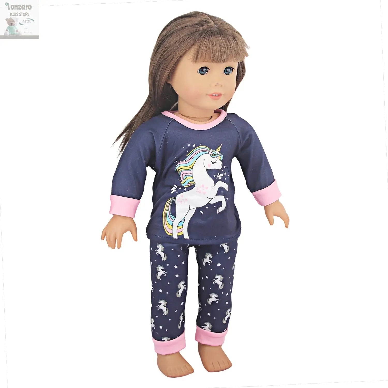 Doll Clothes Pajamas  For 43cm Baby New Born&American 18 Inch Girl Doll Unicorn Shark Cartoon Clothes Suit For Generation Doll Lonzaro Kids