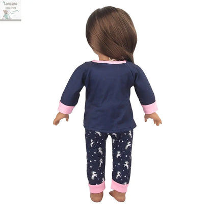 Doll Clothes Pajamas  For 43cm Baby New Born&American 18 Inch Girl Doll Unicorn Shark Cartoon Clothes Suit For Generation Doll Lonzaro Kids