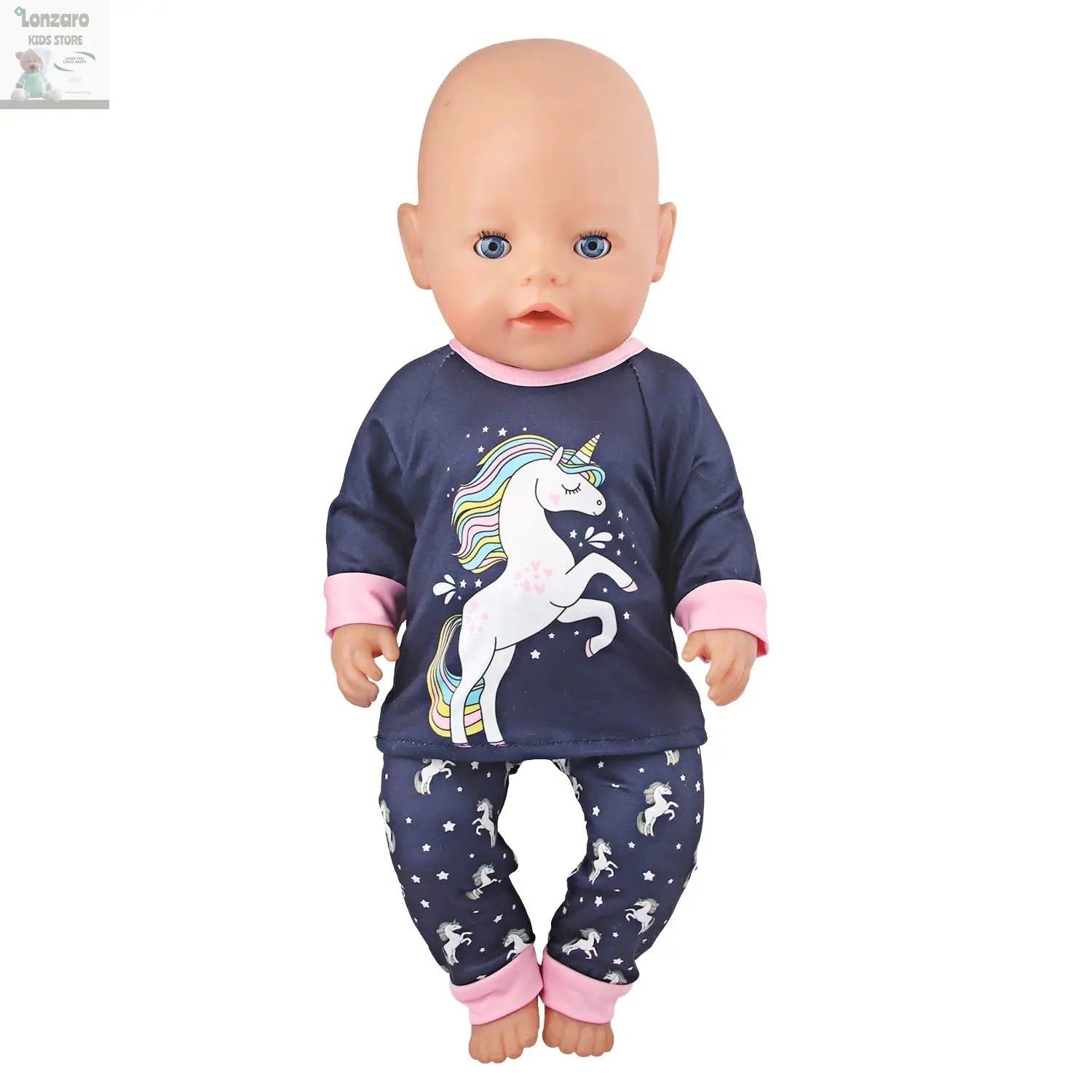Doll Clothes Pajamas  For 43cm Baby New Born&American 18 Inch Girl Doll Unicorn Shark Cartoon Clothes Suit For Generation Doll Lonzaro Kids