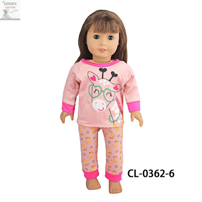 Doll Clothes Pajamas  For 43cm Baby New Born&American 18 Inch Girl Doll Unicorn Shark Cartoon Clothes Suit For Generation Doll Lonzaro Kids