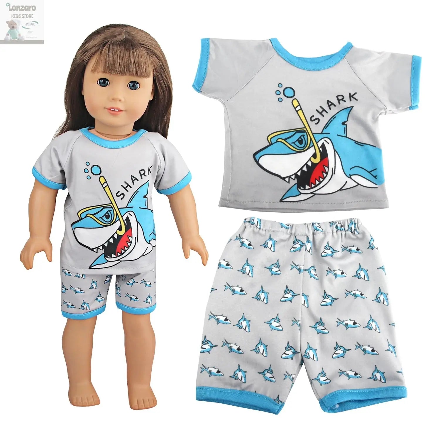 Doll Clothes Pajamas  For 43cm Baby New Born&American 18 Inch Girl Doll Unicorn Shark Cartoon Clothes Suit For Generation Doll Lonzaro Kids