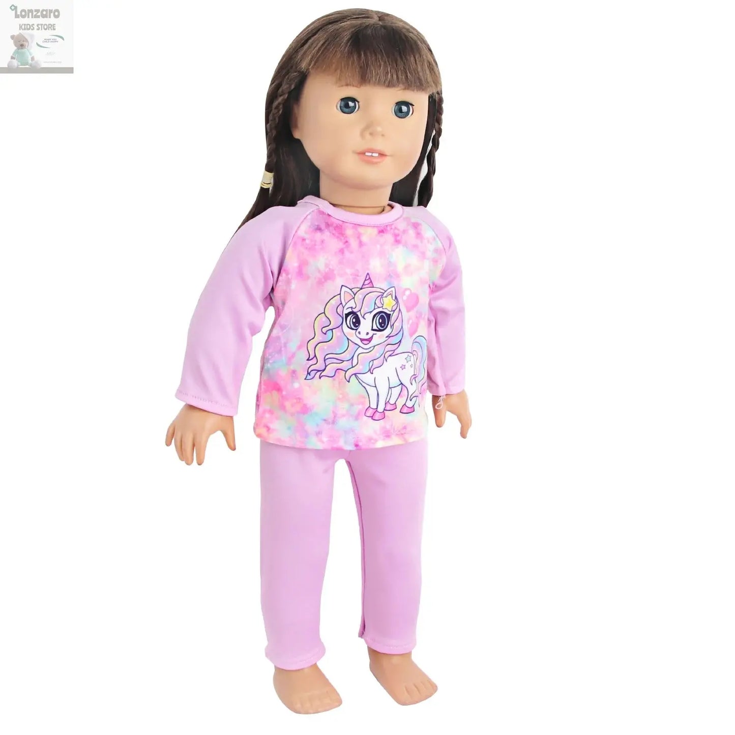 Doll Clothes Pajamas  For 43cm Baby New Born&American 18 Inch Girl Doll Unicorn Shark Cartoon Clothes Suit For Generation Doll Lonzaro Kids