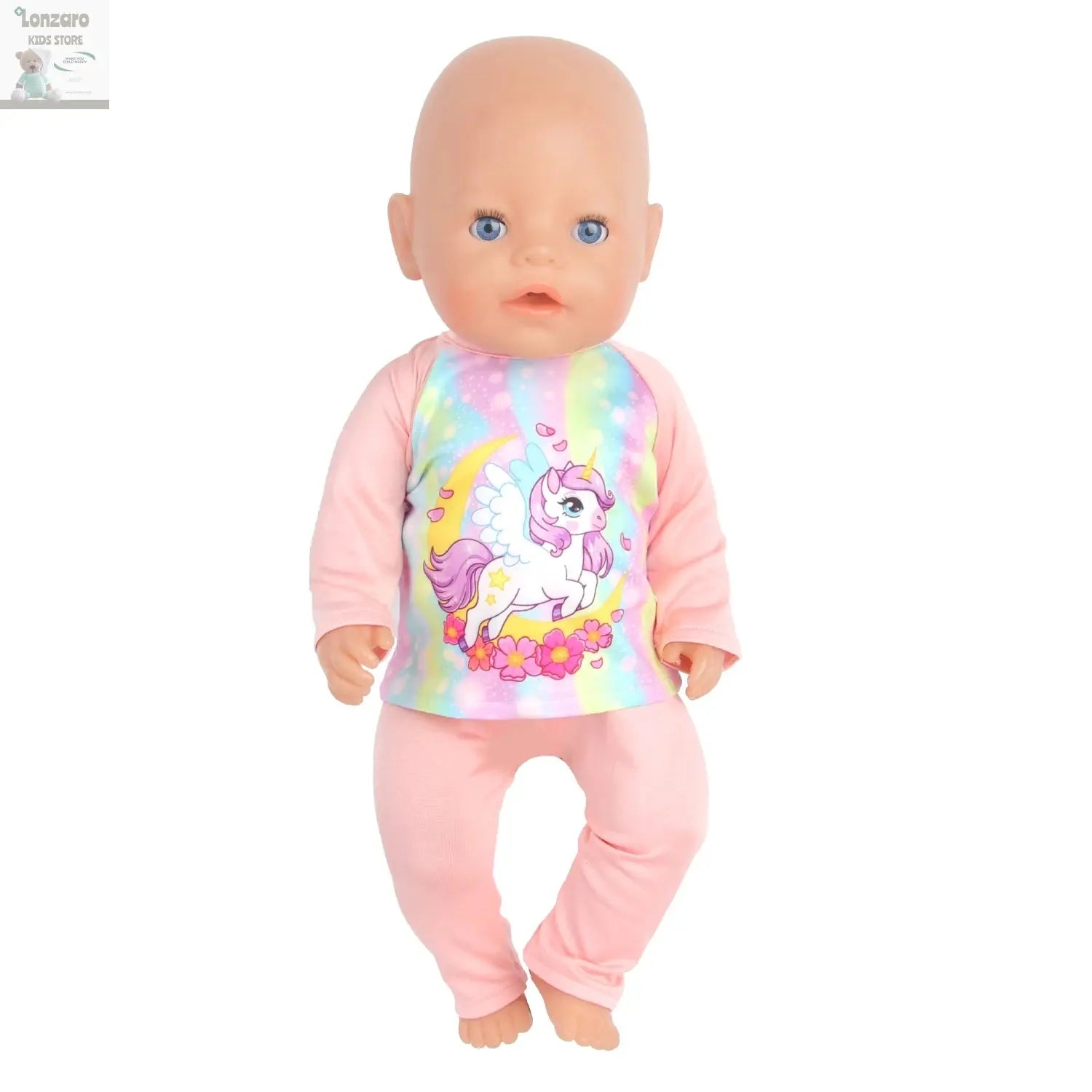 Doll Clothes Pajamas  For 43cm Baby New Born&American 18 Inch Girl Doll Unicorn Shark Cartoon Clothes Suit For Generation Doll Lonzaro Kids