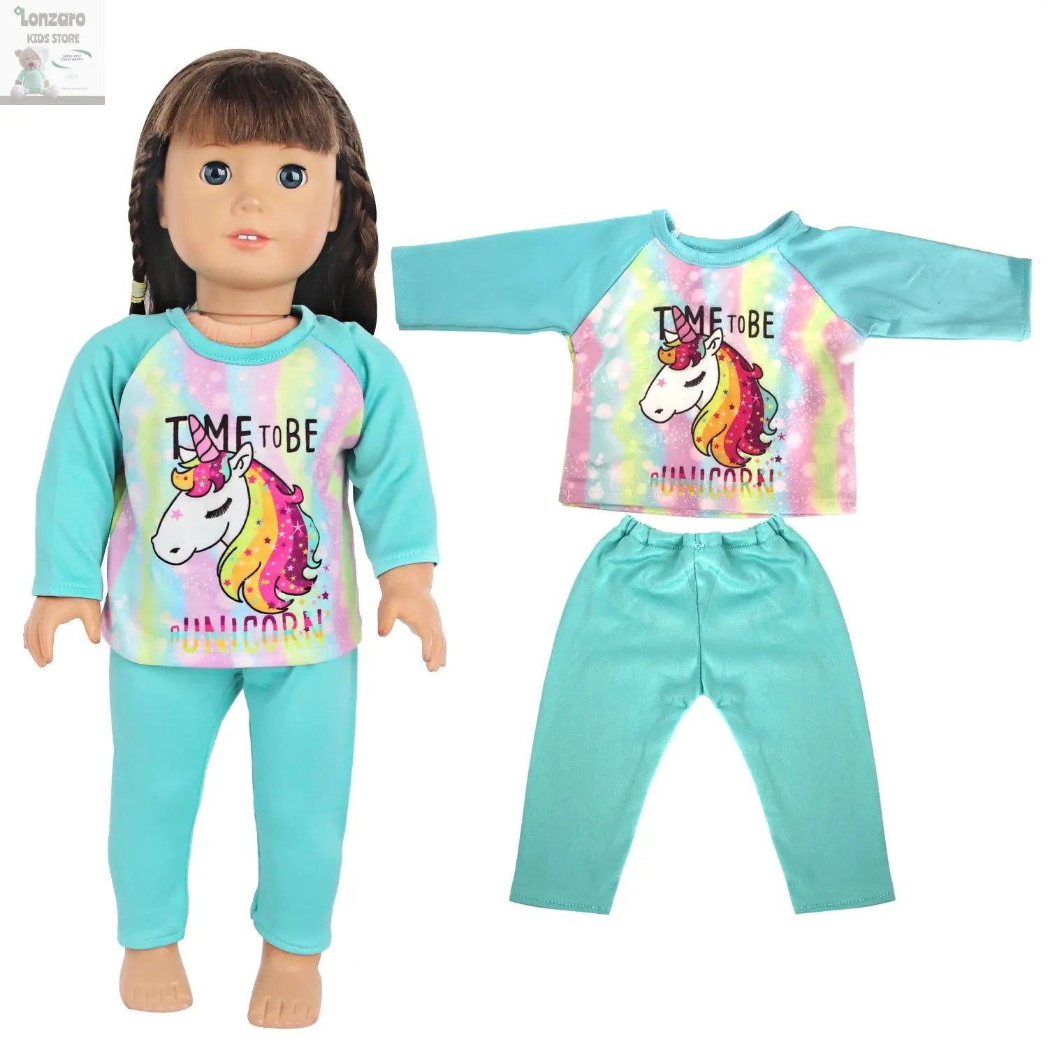 Doll Clothes Pajamas  For 43cm Baby New Born&American 18 Inch Girl Doll Unicorn Shark Cartoon Clothes Suit For Generation Doll Lonzaro Kids