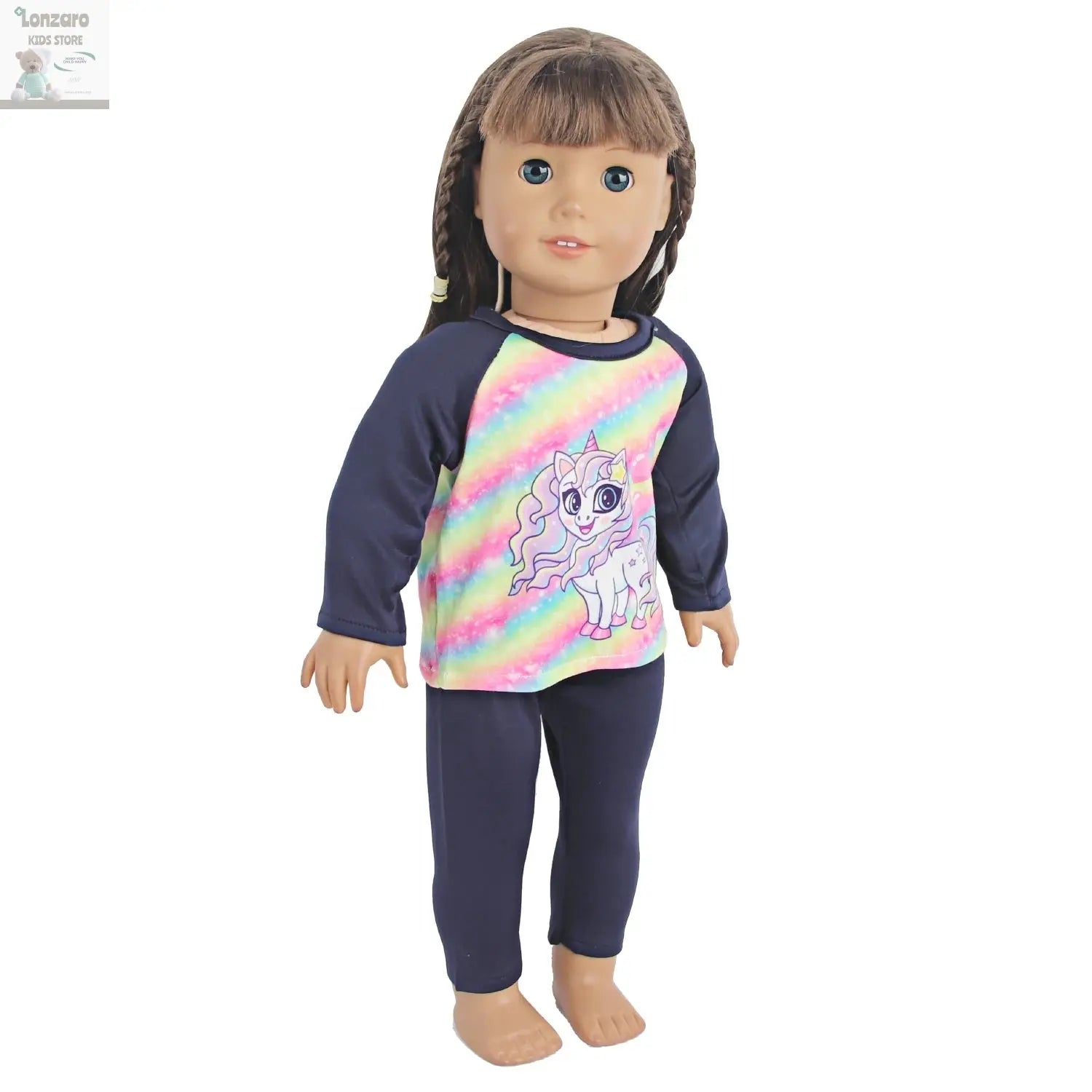 Doll Clothes Pajamas  For 43cm Baby New Born&American 18 Inch Girl Doll Unicorn Shark Cartoon Clothes Suit For Generation Doll Lonzaro Kids