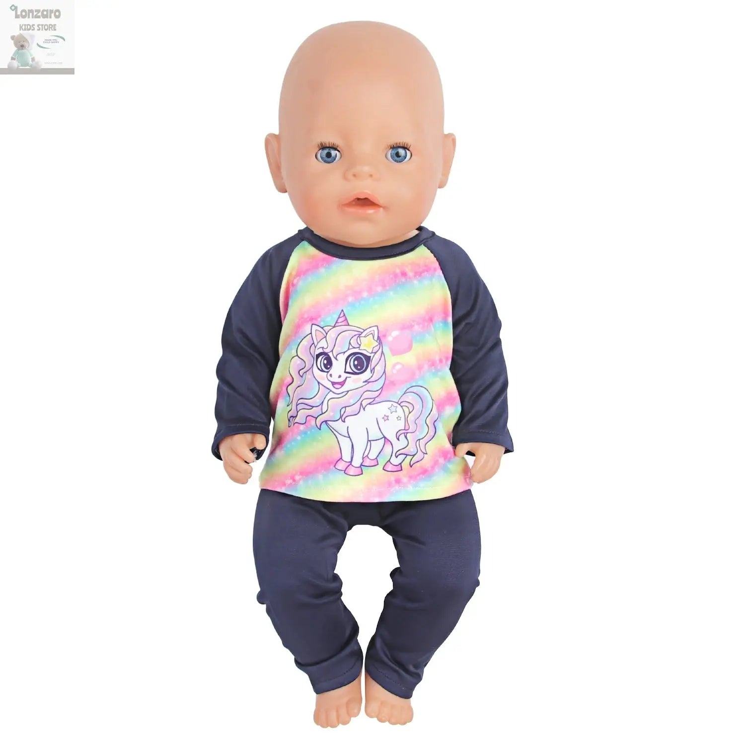 Doll Clothes Pajamas  For 43cm Baby New Born&American 18 Inch Girl Doll Unicorn Shark Cartoon Clothes Suit For Generation Doll Lonzaro Kids