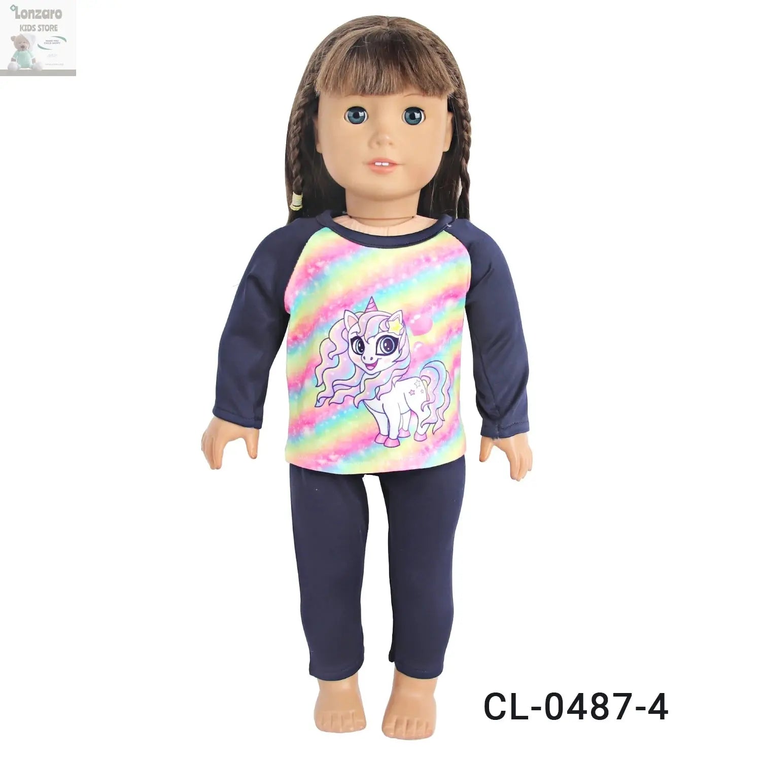 Doll Clothes Pajamas  For 43cm Baby New Born&American 18 Inch Girl Doll Unicorn Shark Cartoon Clothes Suit For Generation Doll Lonzaro Kids