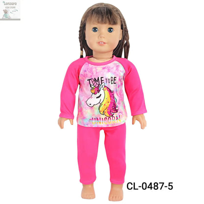 Doll Clothes Pajamas  For 43cm Baby New Born&American 18 Inch Girl Doll Unicorn Shark Cartoon Clothes Suit For Generation Doll Lonzaro Kids
