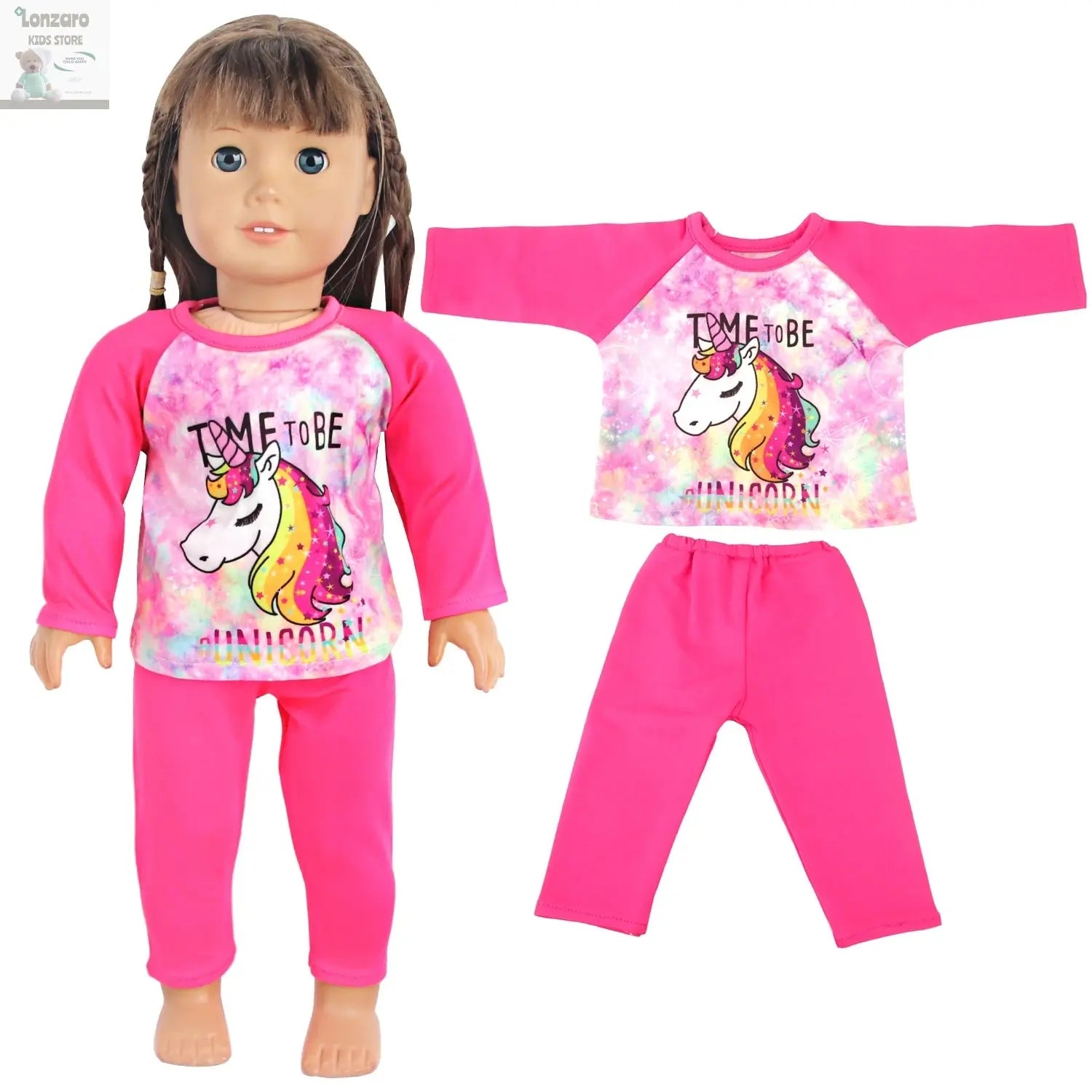 Doll Clothes Pajamas  For 43cm Baby New Born&American 18 Inch Girl Doll Unicorn Shark Cartoon Clothes Suit For Generation Doll Lonzaro Kids