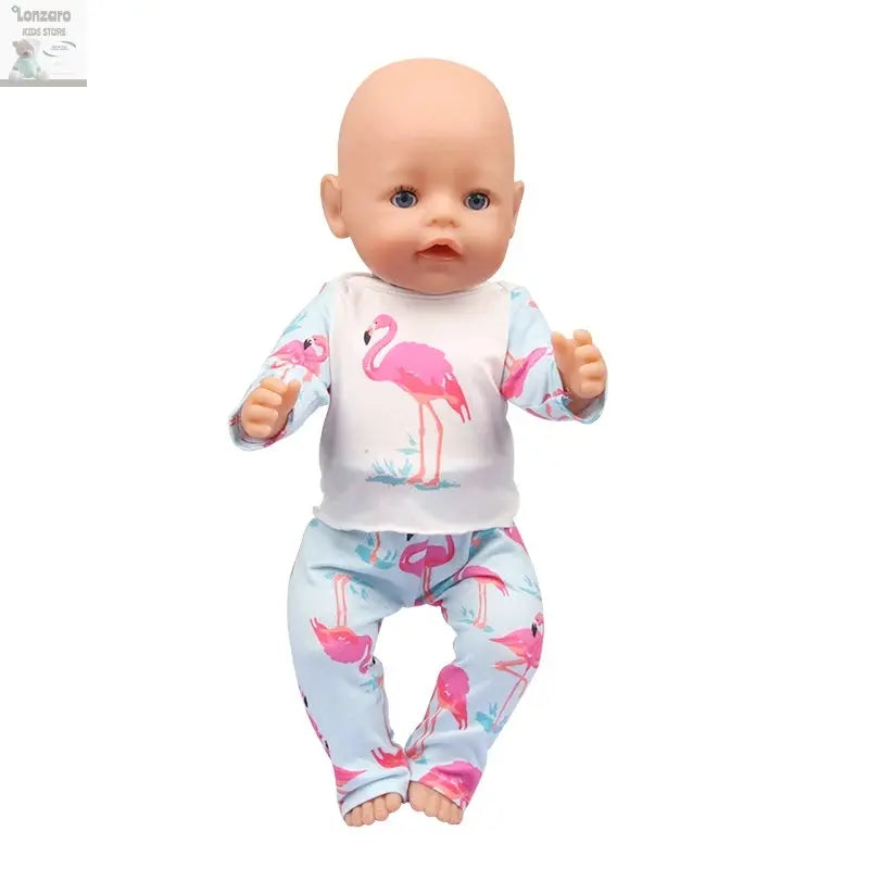 Doll Clothes Pajamas  For 43cm Baby New Born&American 18 Inch Girl Doll Unicorn Shark Cartoon Clothes Suit For Generation Doll Lonzaro Kids