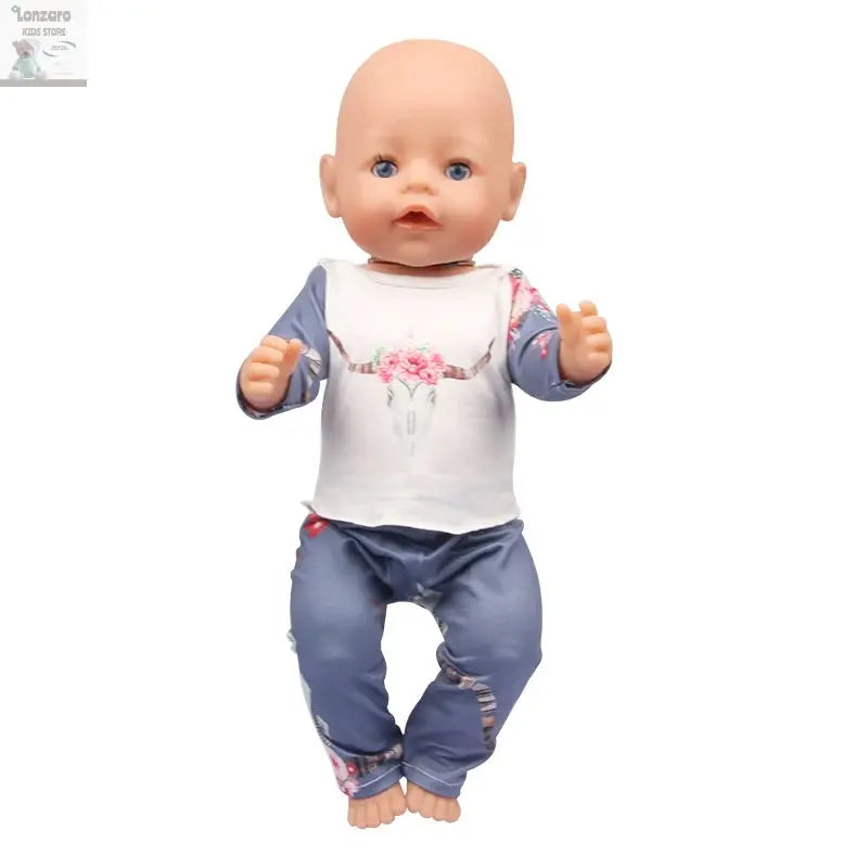Doll Clothes Pajamas  For 43cm Baby New Born&American 18 Inch Girl Doll Unicorn Shark Cartoon Clothes Suit For Generation Doll Lonzaro Kids