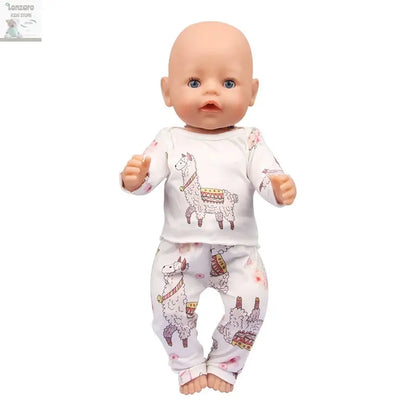 Doll Clothes Pajamas  For 43cm Baby New Born&American 18 Inch Girl Doll Unicorn Shark Cartoon Clothes Suit For Generation Doll Lonzaro Kids