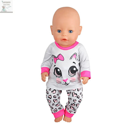 Doll Clothes Pajamas  For 43cm Baby New Born&American 18 Inch Girl Doll Unicorn Shark Cartoon Clothes Suit For Generation Doll Lonzaro Kids