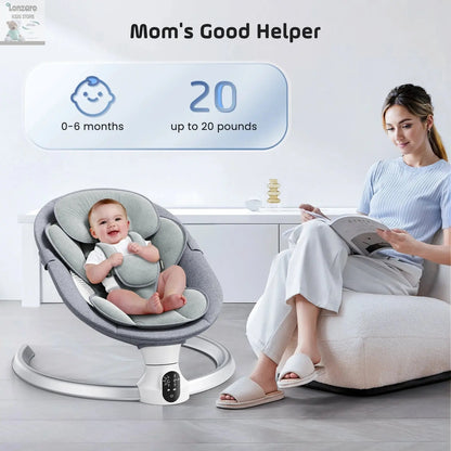 Electric baby swing gray, baby lounge chair with remote control and wireless control style application,up to 9kg Lonzaro Kids