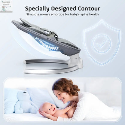 Electric baby swing gray, baby lounge chair with remote control and wireless control style application,up to 9kg Lonzaro Kids