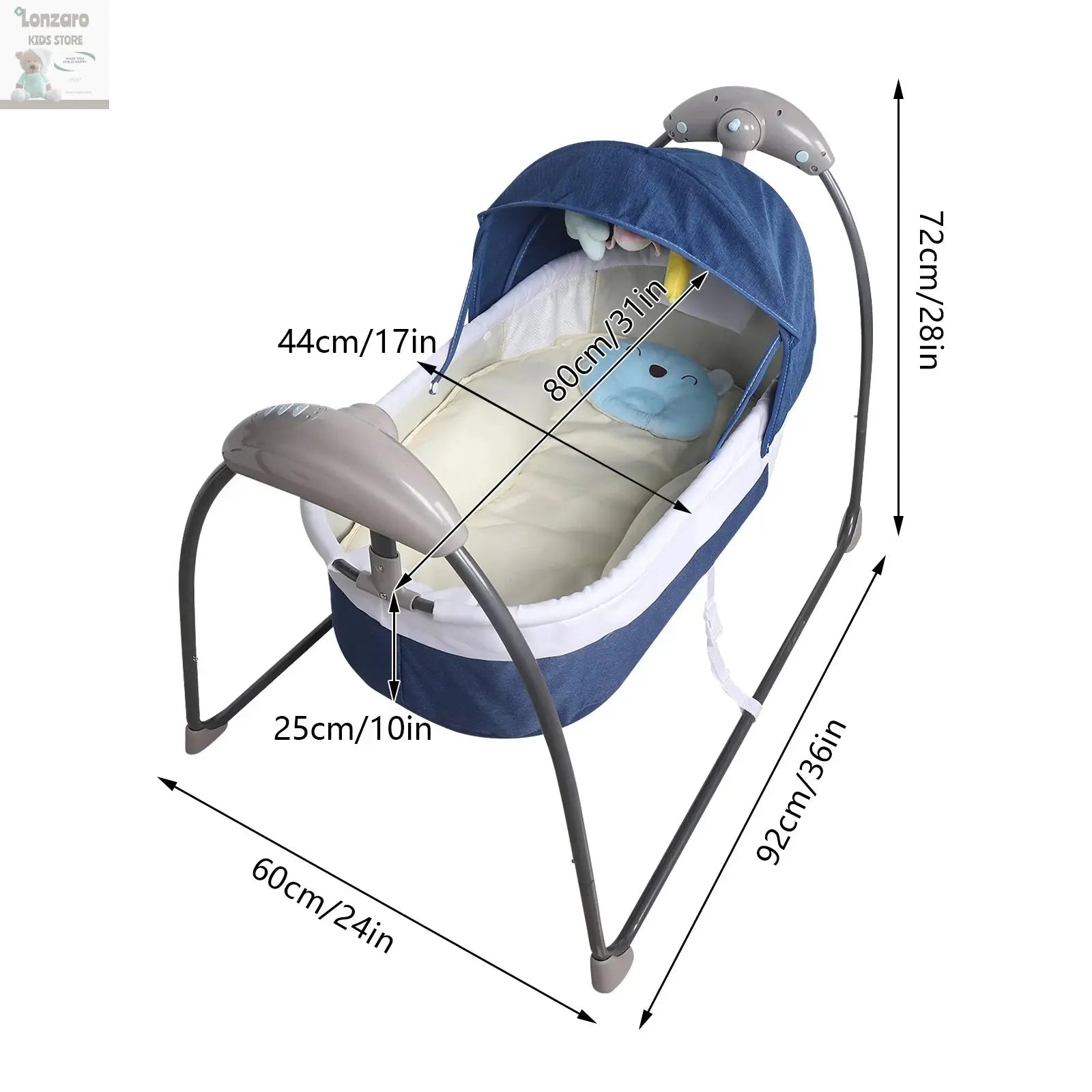 Elektrische Babywip wieg 0 tot 24 maanden Lonzaro Kids