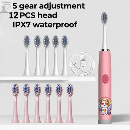 Elektrische Tandenborstel Cartoon,IPX7 waterdicht - Lonzaro Kids