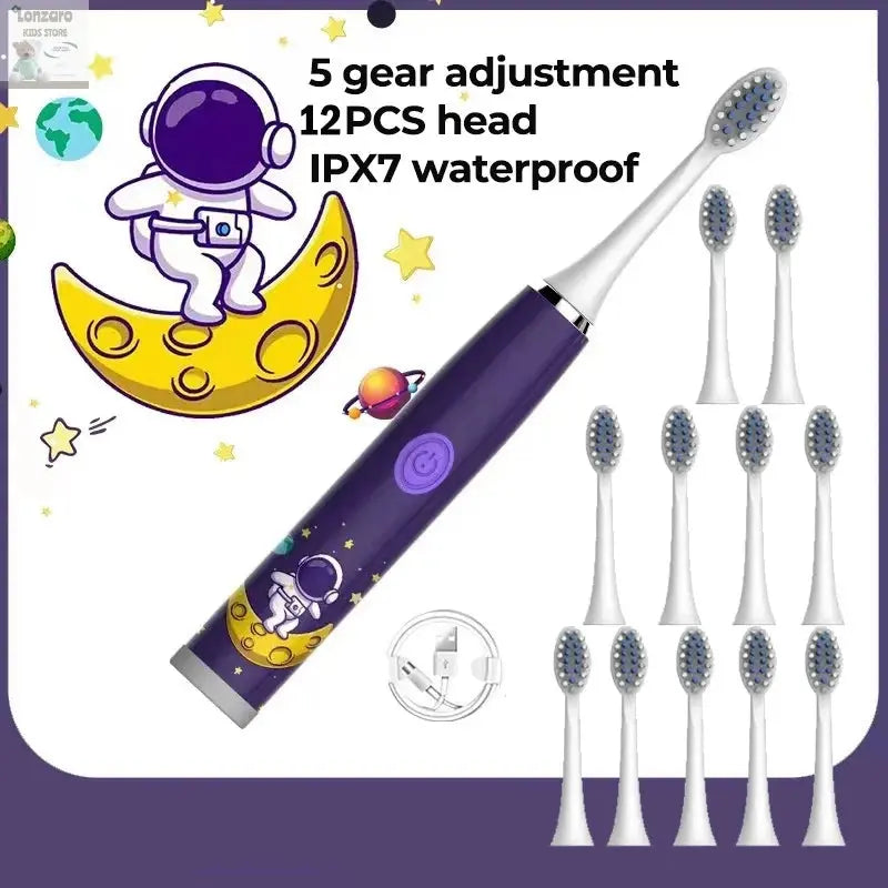 Elektrische Tandenborstel Cartoon,IPX7 waterdicht - Lonzaro Kids