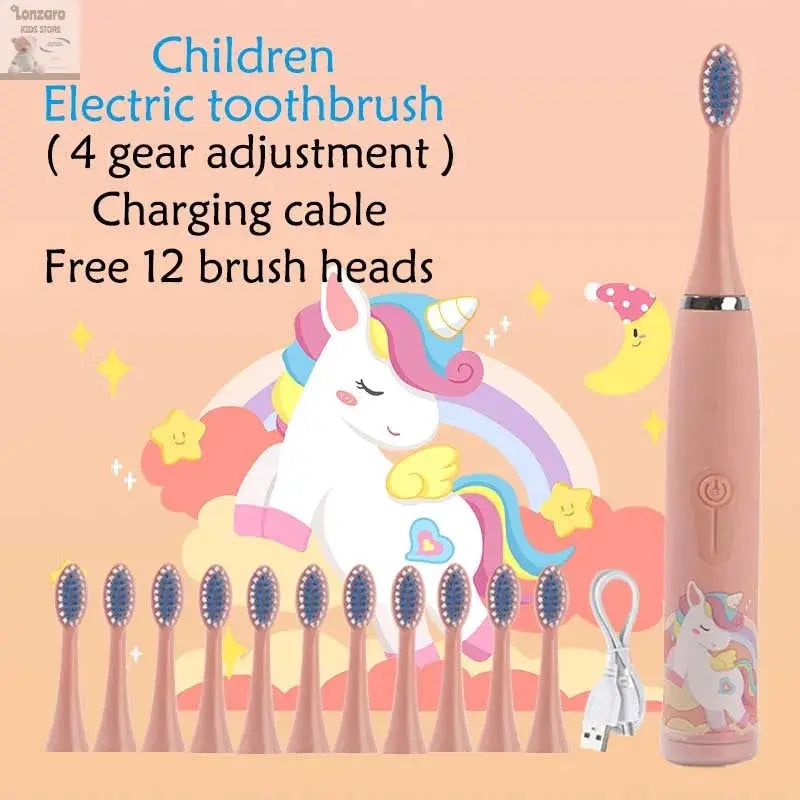 Elektrische Tandenborstel Cartoon,IPX7 waterdicht - Lonzaro Kids