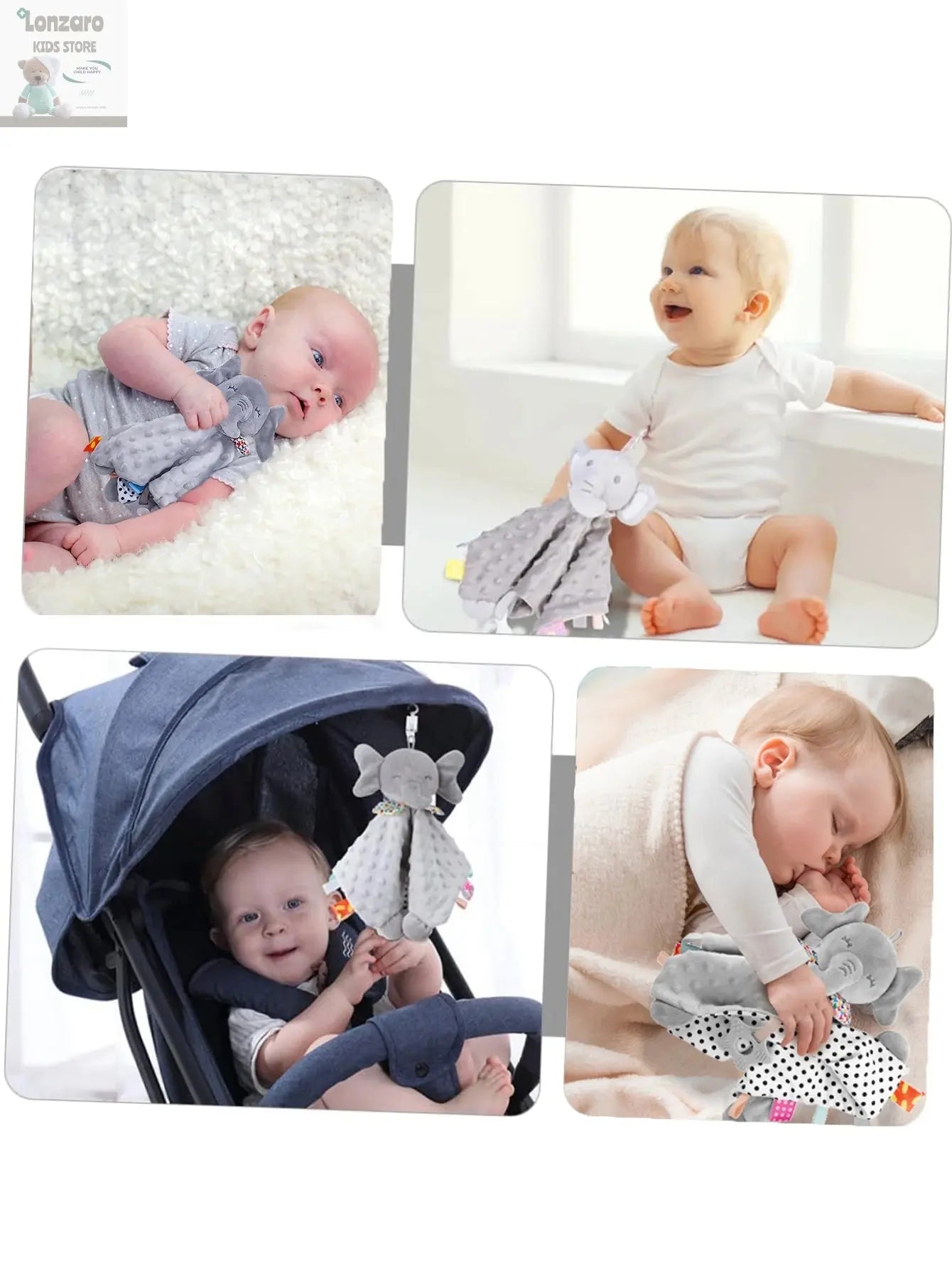 Elephant Baby Comforter Blanket Soft Appease Towel Baby Rattle Animals Toys Soothe Reassure Sleeping Towel Lathe HangingToddler Lonzaro Kids
