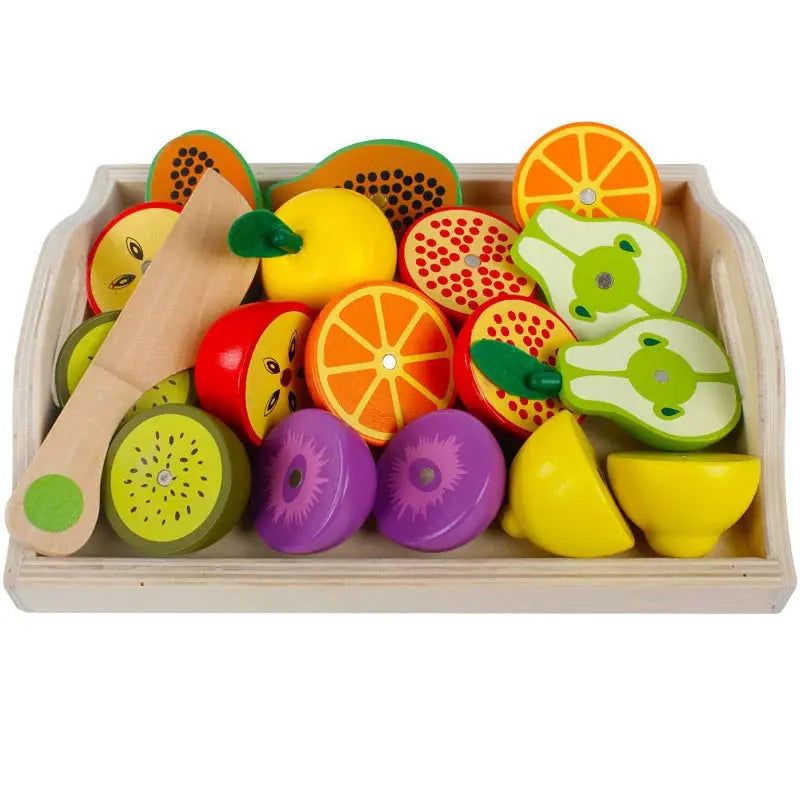Simulation Kitchen Series Montessori Cut Fruits and Vegetables Wooden Toys Classic Pretend Play Cooking Interest Cultivation Lonzaro Kids
