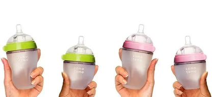 Silicone Baby Bottle Green/Pink 5 oz and 8 oz Baby Bottles 2 Pack BPA free Feeding bottle children kids Lonzaro Kids