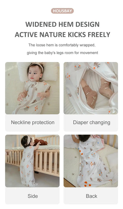 Sleeping Bags For Baby 3-18Months Summer Thin Baby One-Piece Sleepwear Cute Bear Print Cartoon Sleepsack Anti-Kick Blanket Lonzaro Kids