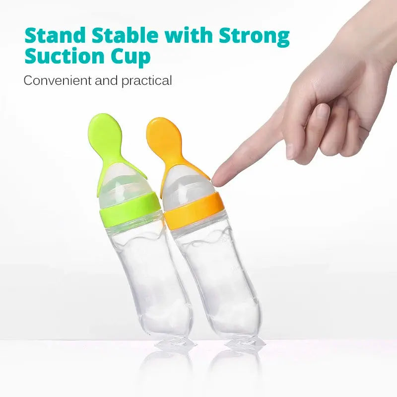 Flexibele Siliconen Fles met Lepel voor Baby's - Lonzaro Kids 
