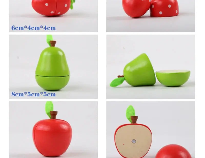 Simulation Kitchen Series Montessori Cut Fruits and Vegetables Wooden Toys Classic Pretend Play Cooking Interest Cultivation Lonzaro Kids