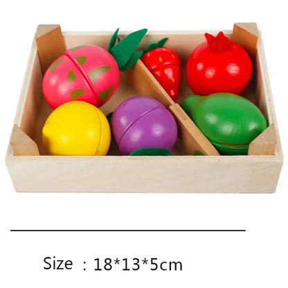 Simulation Kitchen Series Montessori Cut Fruits and Vegetables Wooden Toys Classic Pretend Play Cooking Interest Cultivation Lonzaro Kids