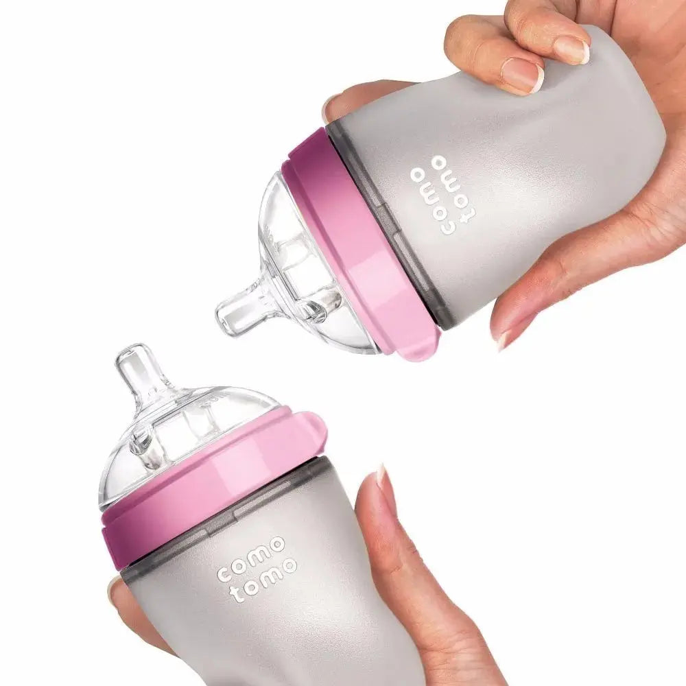 Silicone Baby Bottle Green/Pink 5 oz and 8 oz Baby Bottles 2 Pack BPA free Feeding bottle children kids Lonzaro Kids
