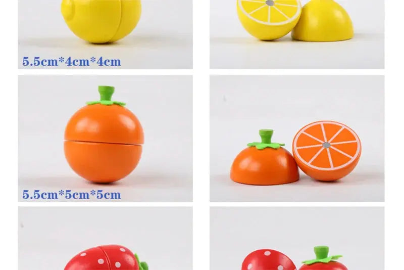 Simulation Kitchen Series Montessori Cut Fruits and Vegetables Wooden Toys Classic Pretend Play Cooking Interest Cultivation Lonzaro Kids