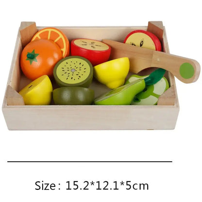 Simulation Kitchen Series Montessori Cut Fruits and Vegetables Wooden Toys Classic Pretend Play Cooking Interest Cultivation Lonzaro Kids