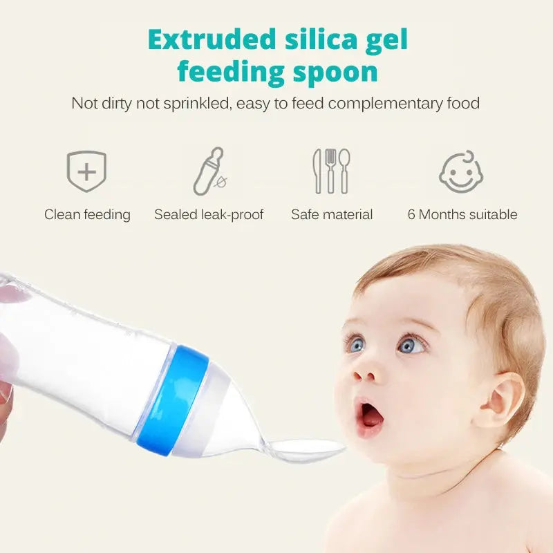 Flexibele Siliconen Fles met Lepel voor Baby's - Lonzaro Kids 